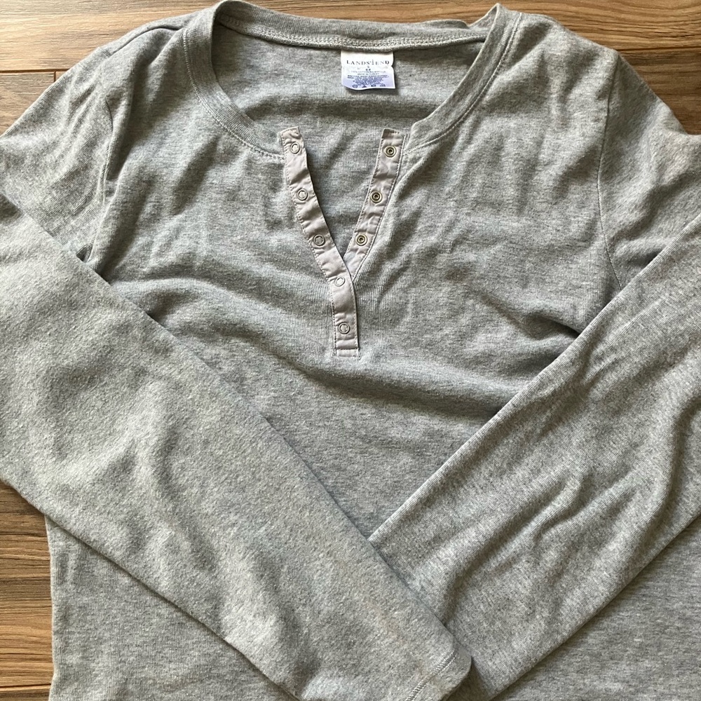 Lands End Grey Henley Long-Sleeve top